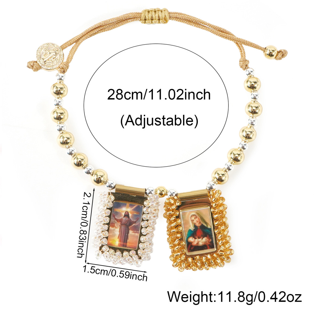 Vintage Double Portrait Bracelet Artistic Fusion Elements Daily Essential Accessories Geometric Gold Plated