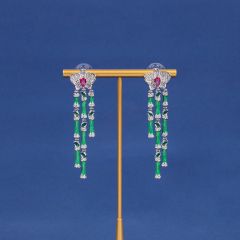 Red Corundum Earrings on White Background