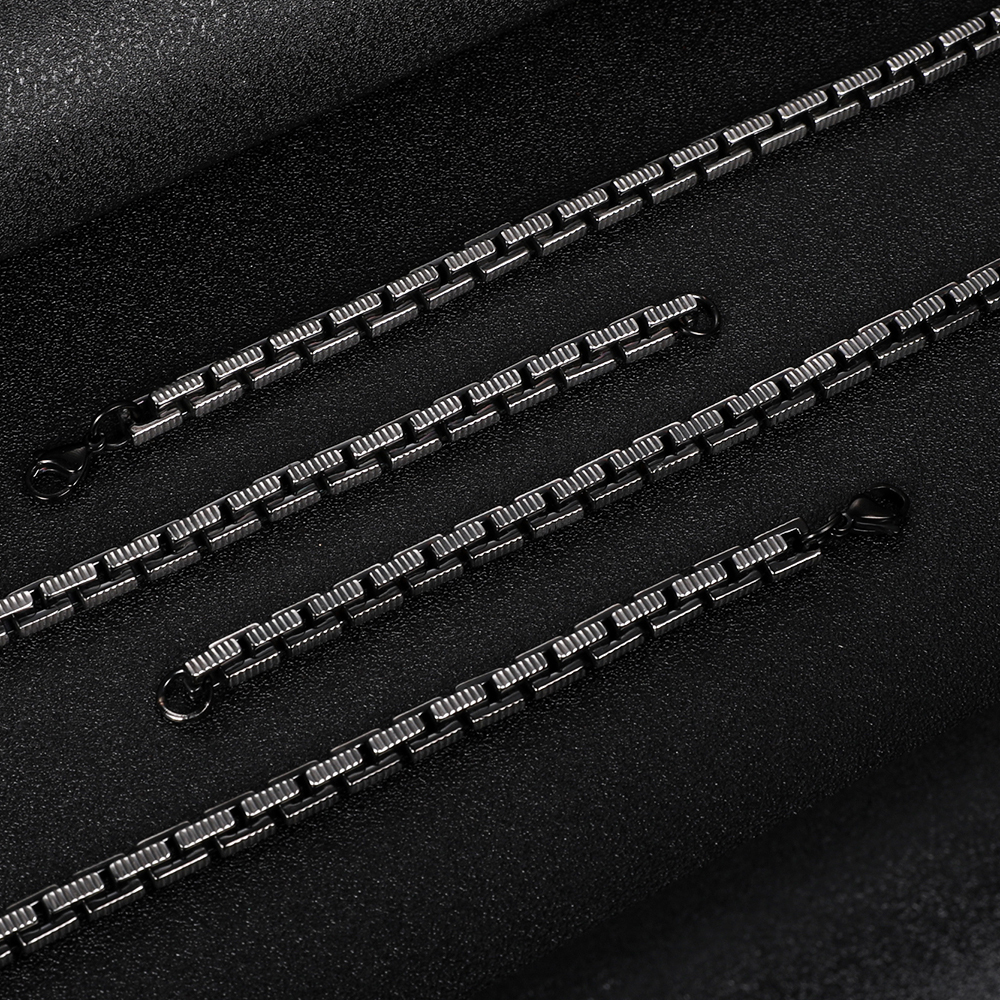 304 Stainless Steel Men's Accessories Square Serrated Pattern Handmade Chain Non-Fading Jewelry Unisex Spliced Tassel