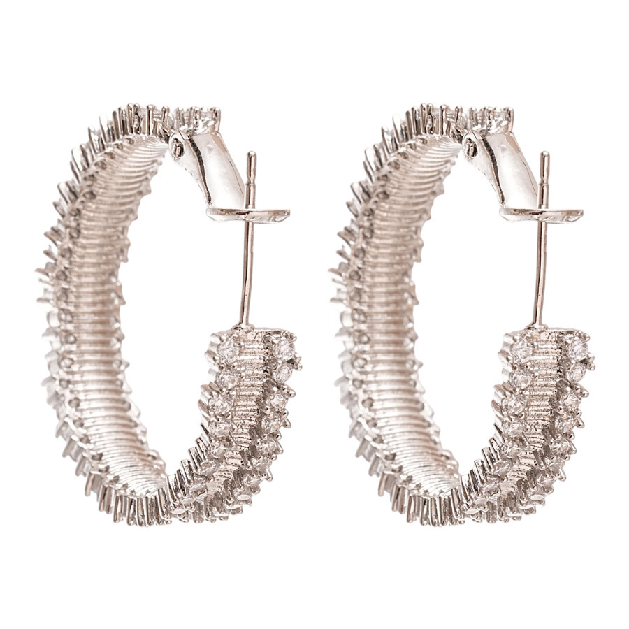 Double Layer Silver Needle Zirconia Fashionable Minimalist Cold Style Versatile Elegant Lightweight Luxury Geometric Patterned Earrings For Women