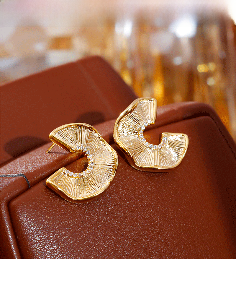 Fashionable Designer Earrings Irregular Texture 3D Simple Elegant New Arrival 2025 Trendy Women's Round Elliptical Zirconia Jewelry