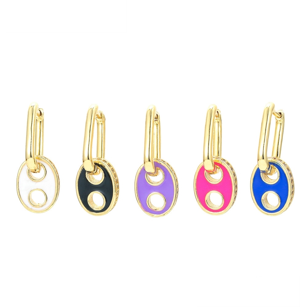 Retro Pig Nose Micro-inlaid Copper Earrings Wholesale