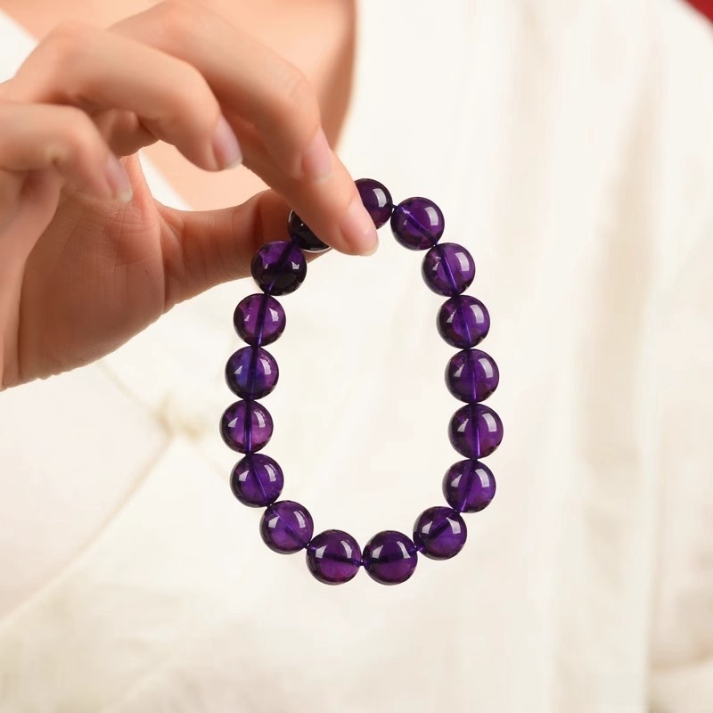 Natural Grade Collectible 7A Purple Quartz Bracelet For Women Deep Violet Single Circle Crystal Bracelets Geometric Pattern