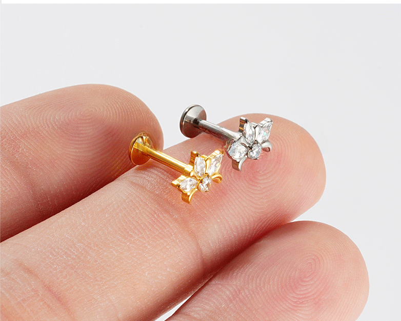 Titanium Alloy Crown Flower Earrings For Women Body Piercing Lip Tongue Jewelry Simple Geometric Pattern Wedding Birthday