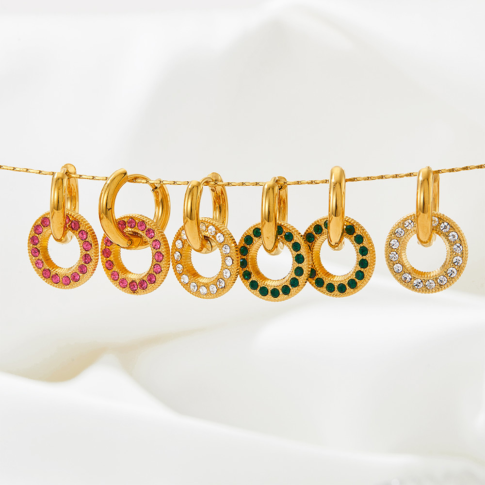 1 Pair Classic Style Geometric Plating Inlay 304 Stainless Steel Artificial Gemstones 16K Gold Plated White Gold Plated Gold Plated Earrings