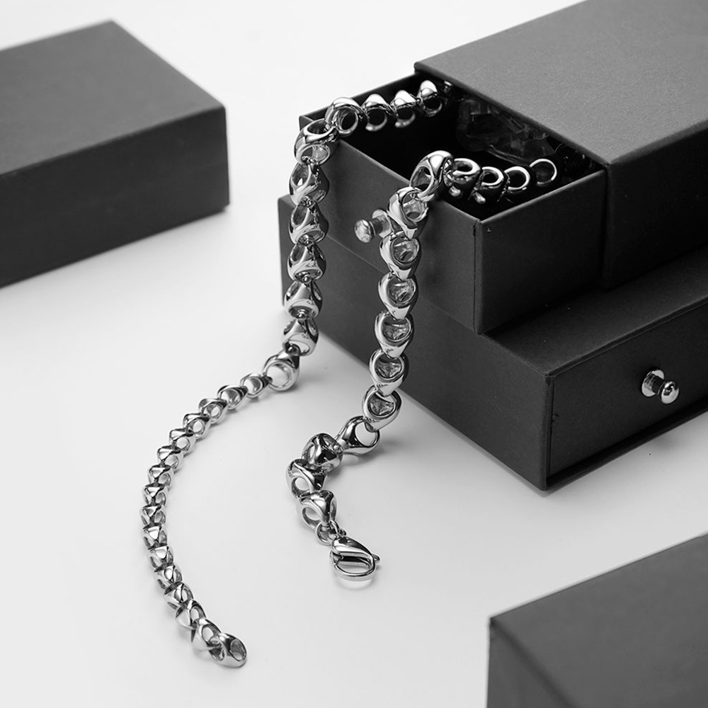 18K Titanium Steel Hollow Bean Shape Waterdrop Necklace  Style Chain Jewelry For Men And Women Daily Wear