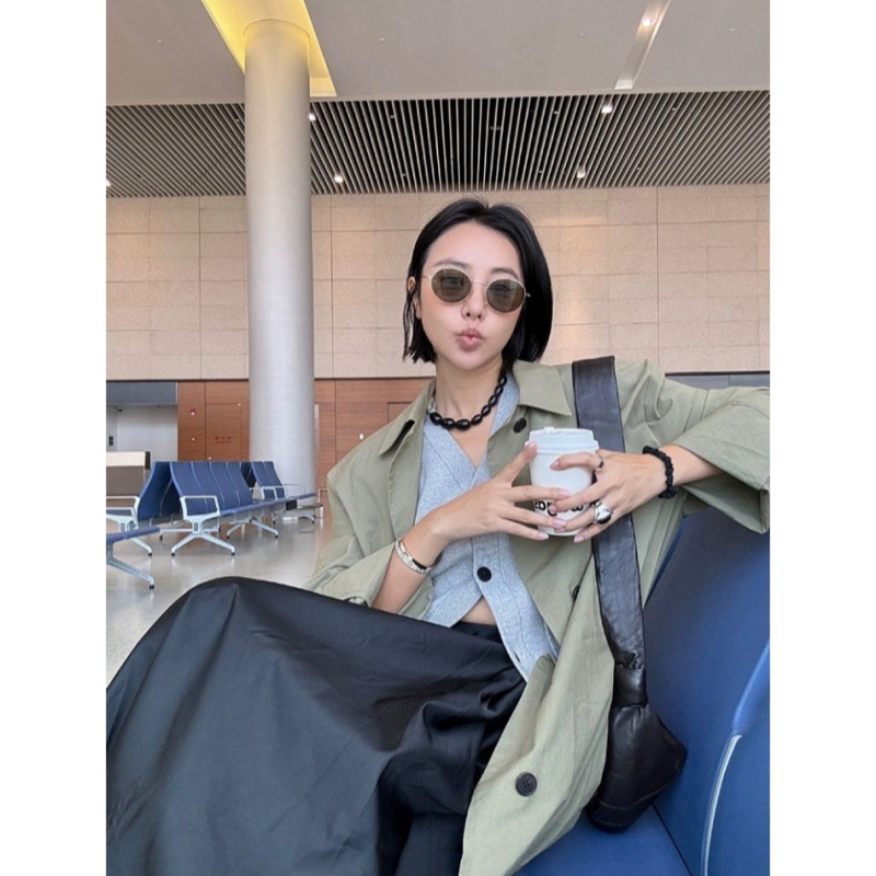 Zhu Yue'er Gradient Oval Black Onyx Beaded OT Clasp Sweater Chain Necklace Women's Jewelry Accessories Pendant Material