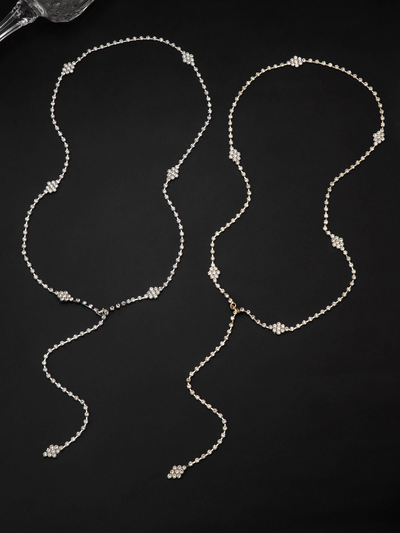 14K Gold Plated 316 Stainless Steel  Rack Plated Rhinestones Chain Streetwear Long Necklace For Women's