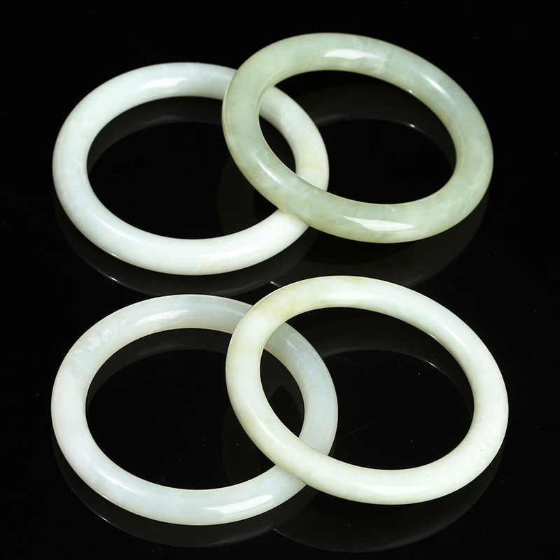 JD Jewelry Natural Underground White Jade Bracelet Round Bar Vintage Style Women's Bracelet Artistic Retro Trendy Simple Classic Style