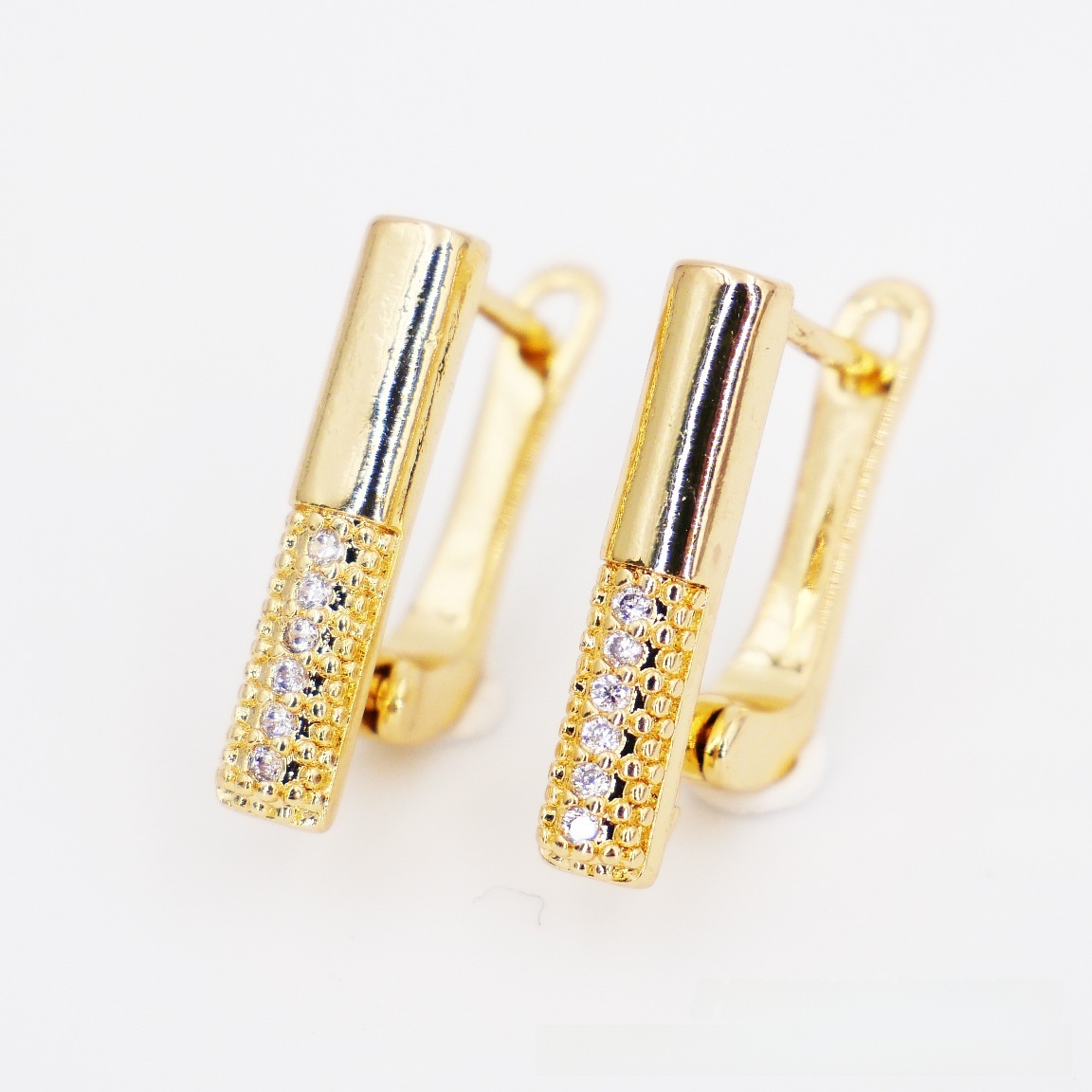 Platinum Plated Pearl Earrings Micro Inlaid Zircon Trendy DIY Jewelry Accessories U-Shaped Geometric