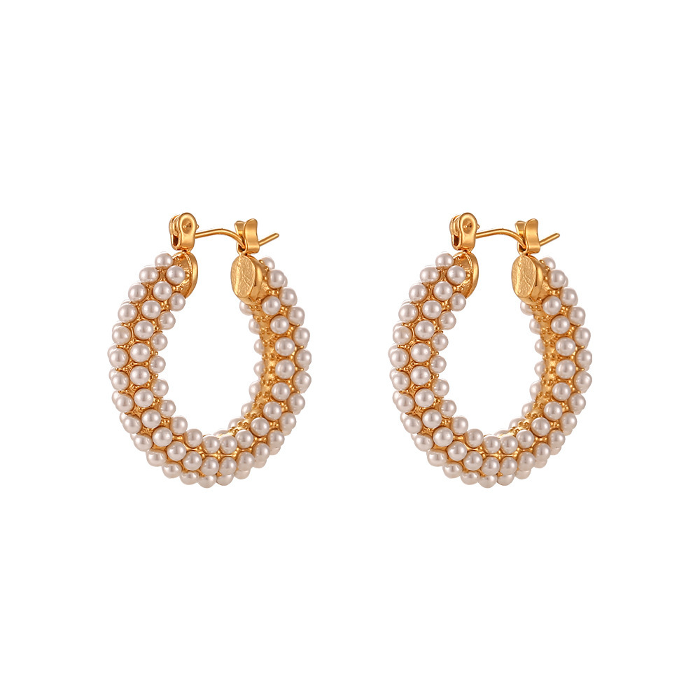 PVD Coated Real Gold Plated 18K Gold U Shape 304 Stainless Steel Fashion Waterproof Non Tarnish Hoop Earrings