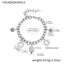 TXE408-steel Color Bracelet 17+5cm