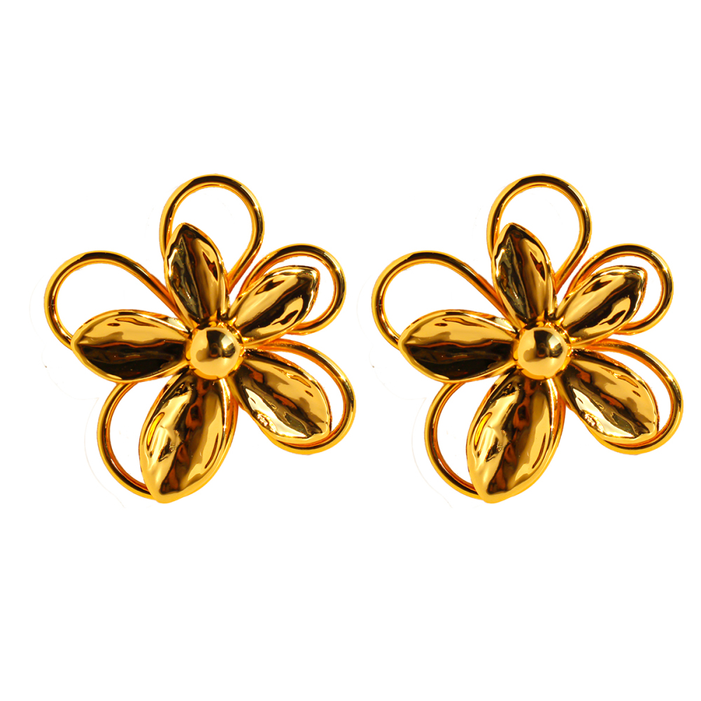 3D Hollow Large Flower Stud Earrings Artistic Line Petal Earrings Women's Accessories 1134 Geometric Hypoallergenic
