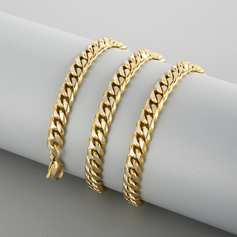 304 Stainless Steel Solid Color PVD Coated 18K Real Gold Plated Fashion Waterproof Non Tarnish Plating Colorful Gold Black Bracelets Necklace