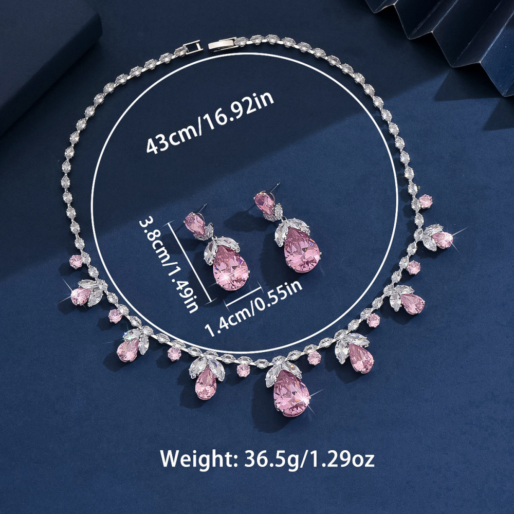 Fashionable Necklace Earring Set For Women Wedding Dress Evening Gown Accessories Zirconia Jewelry Star Moon Cloud Universe Pattern