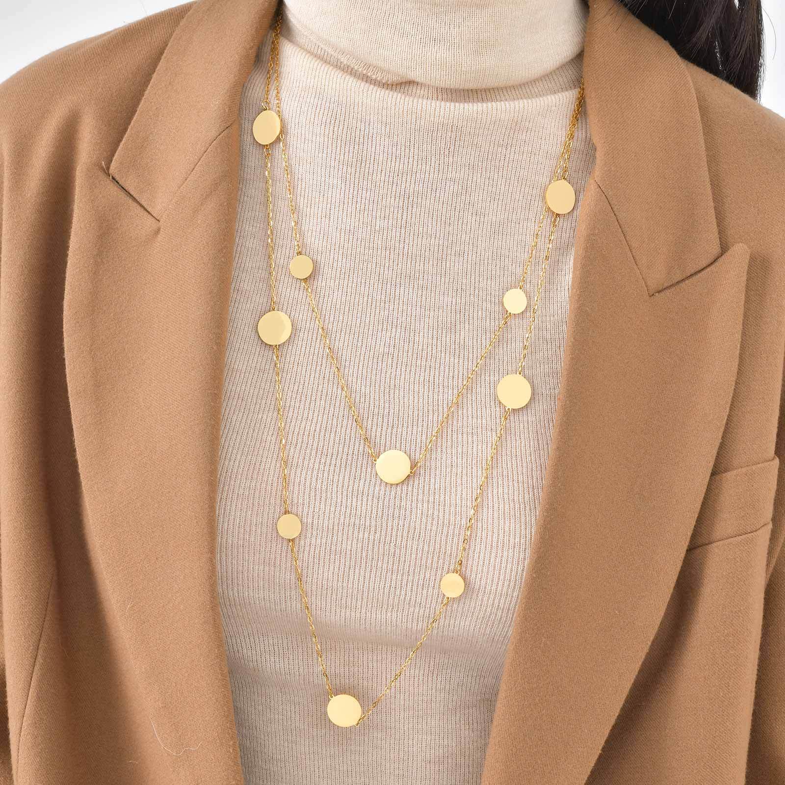 18K Gold Plated 304 Stainless Steel Vacuum Electroplating (In Furnace) Geometric Pattern (Jewelry) Waterproof Non-Fading Hollow Y-Shaped Necklace Long Sweater Chain Women's Accessories
