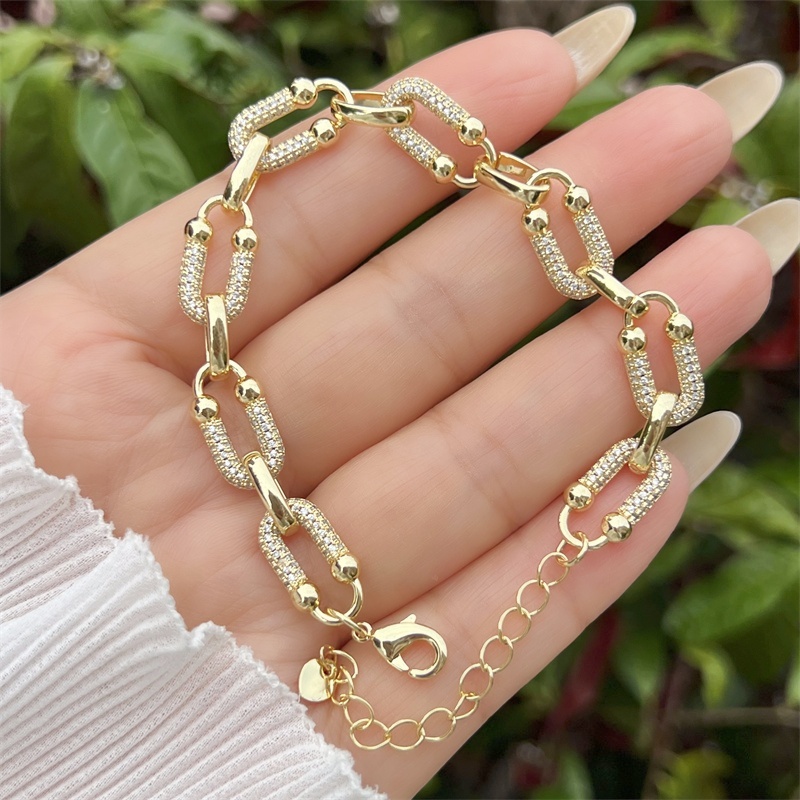 Classic Elegant Style Colorful Zircon Bracelet Fashion High-end Copper Plated 18K Gold Versatile Daily Wear Star Vacuum Plating (Furnace)