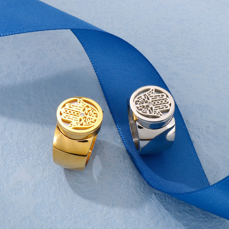 PVD Coated 18K Gold Plated Geometric Titanium Steel Fashion Waterproof Non Tarnish Rings