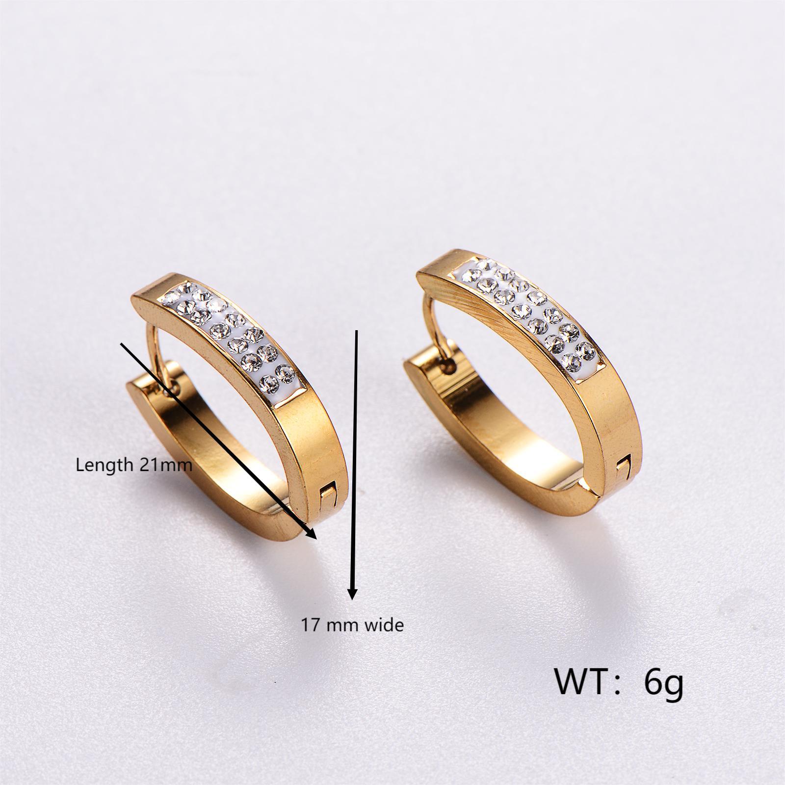 304 Stainless Steel Geometric Electroplating Rhinestones Golden Plated Casual Classic Style Plating Inlay Gold Earrings
