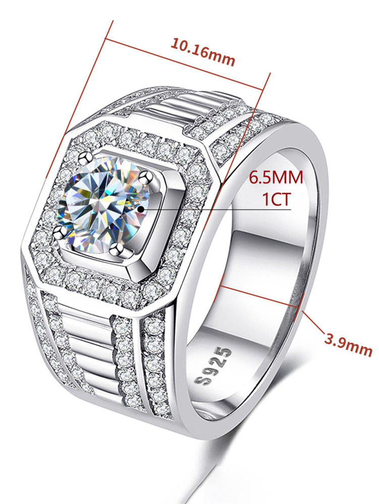 Moissanite 925 Sterling Silver Rings Solid Color Long-Lasting Plated White Gold Plated Rings