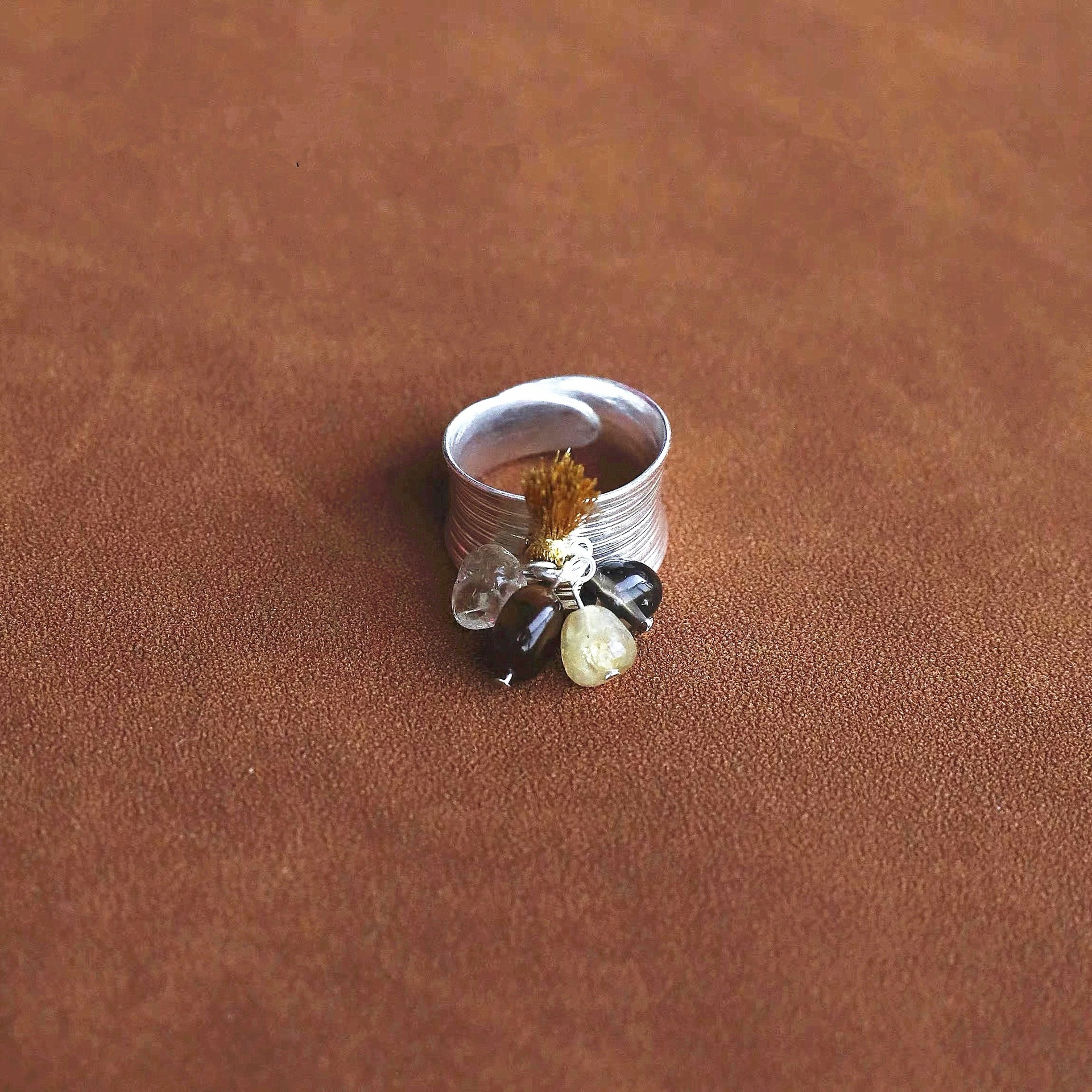 Ins Style Texture Matte Ring Buckle Bead Pendant Design Sensation Stacking Open Adjustable Fashion Jewelry Accessories For Women