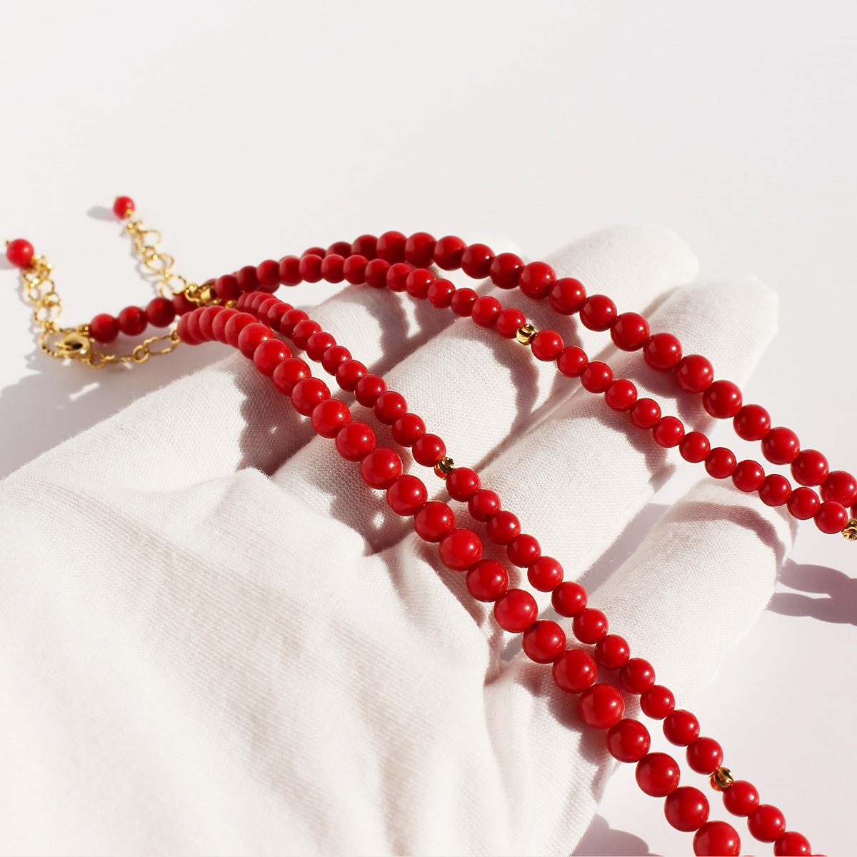 IG Style Simple Style Round Coral Brass Beaded 24K Gold Plated Women's Bracelets Necklace