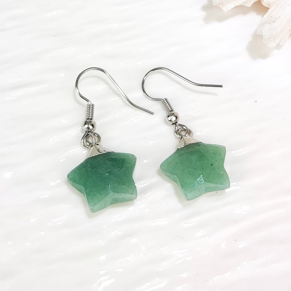 Dani Jewelry Natural White Crystal Pentagram Earrings DIY Accessories Pendant Geometric Pattern Asymmetric Copper Plated