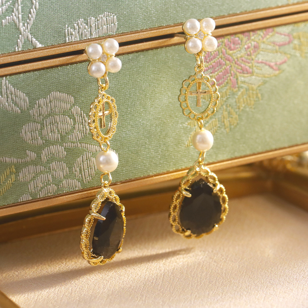 Dream Dance Retro Hong Kong Style Long Pearl Design Earrings National Trend Court Elegant Women's Fashion Jewelry Accessories