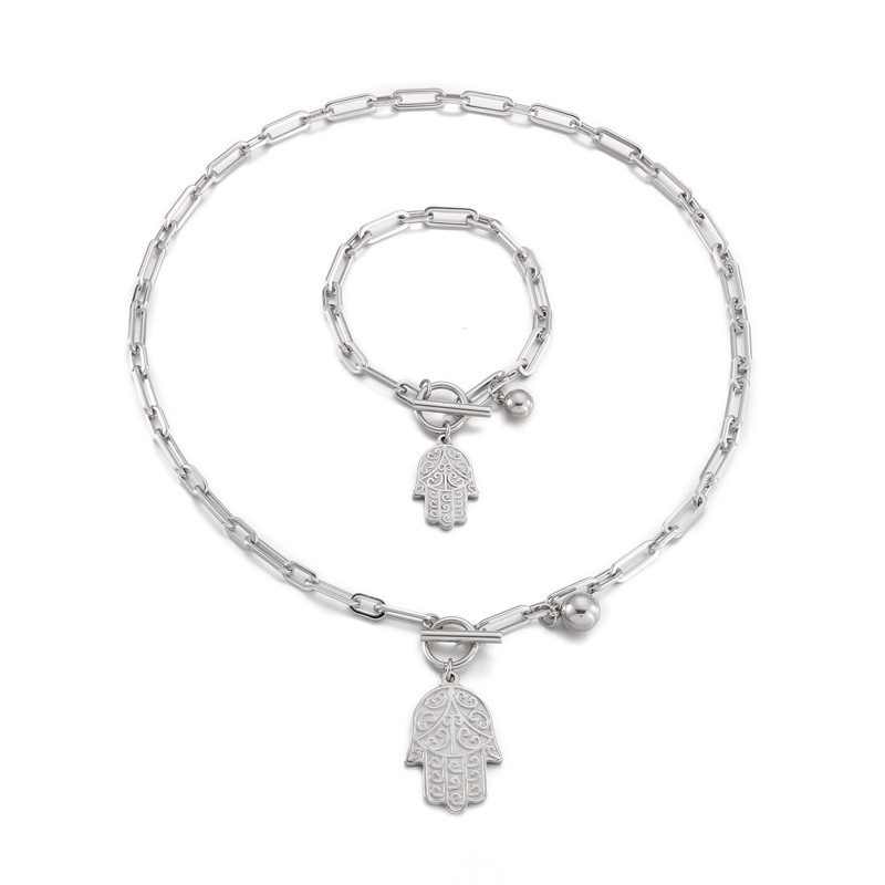 PVD Coated 18K Gold Plated Hand Stainless Steel Fashion Waterproof Non Tarnish Jewelry Set