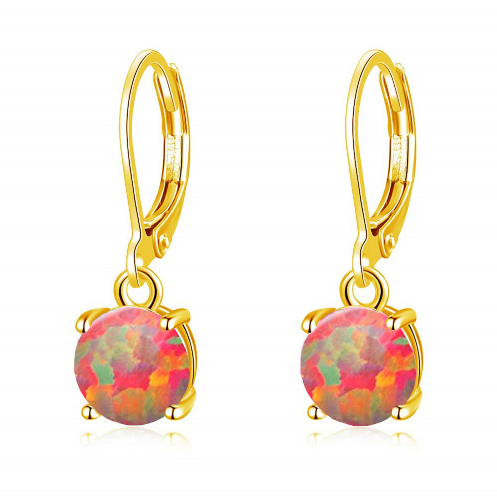 Simple Round Opal Earrings TikTok Ins  Style Jewelry Accessories Copper Material Holiday Style