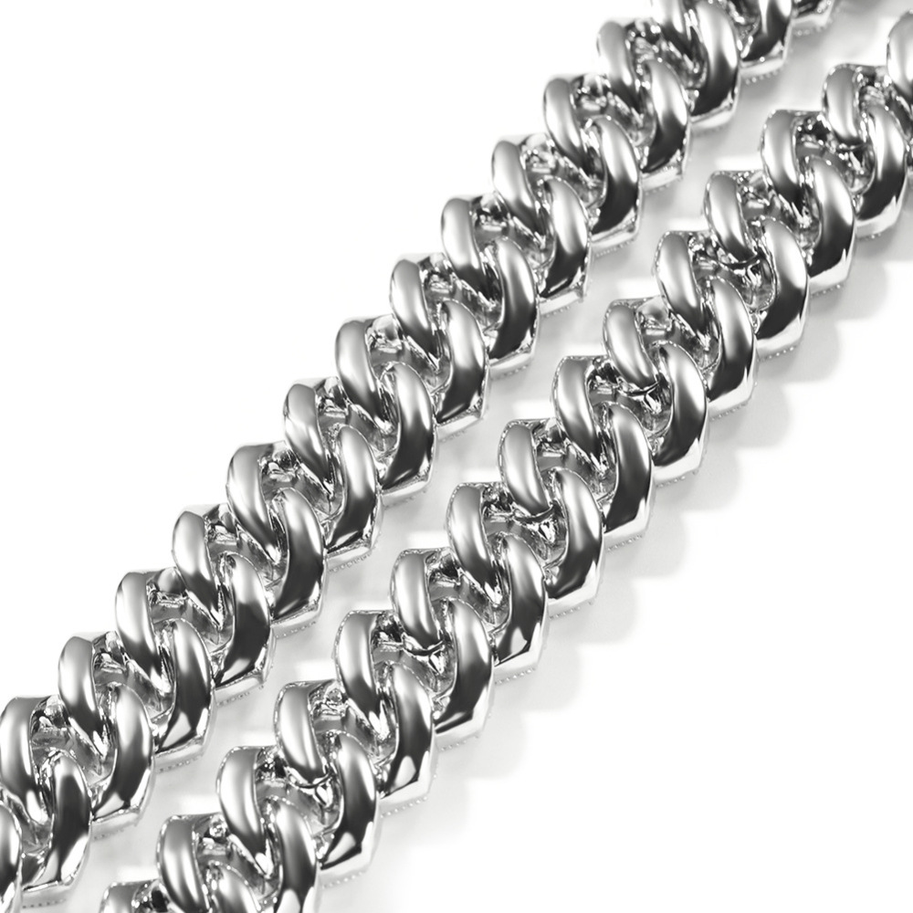 Men's Hip-Hop Necklace Double Row Zircon Fashion Domineering Flip Clasp Luxury Trendy Brand Geometric Pattern Color-Block Alloy Jewelry
