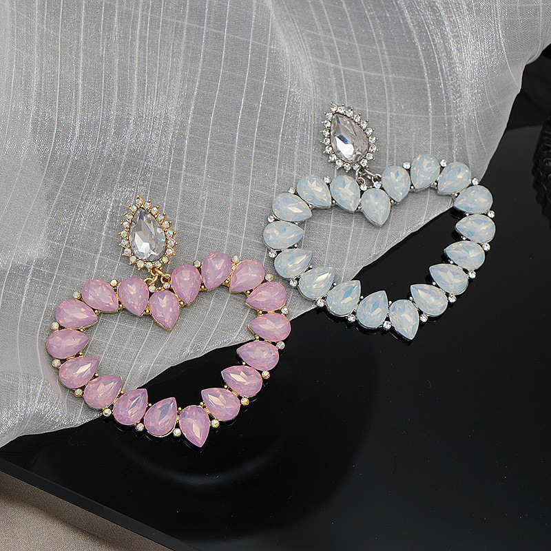 Large Hoop Earrings Heart-shaped Full Diamond Women's Jewelry Accessories