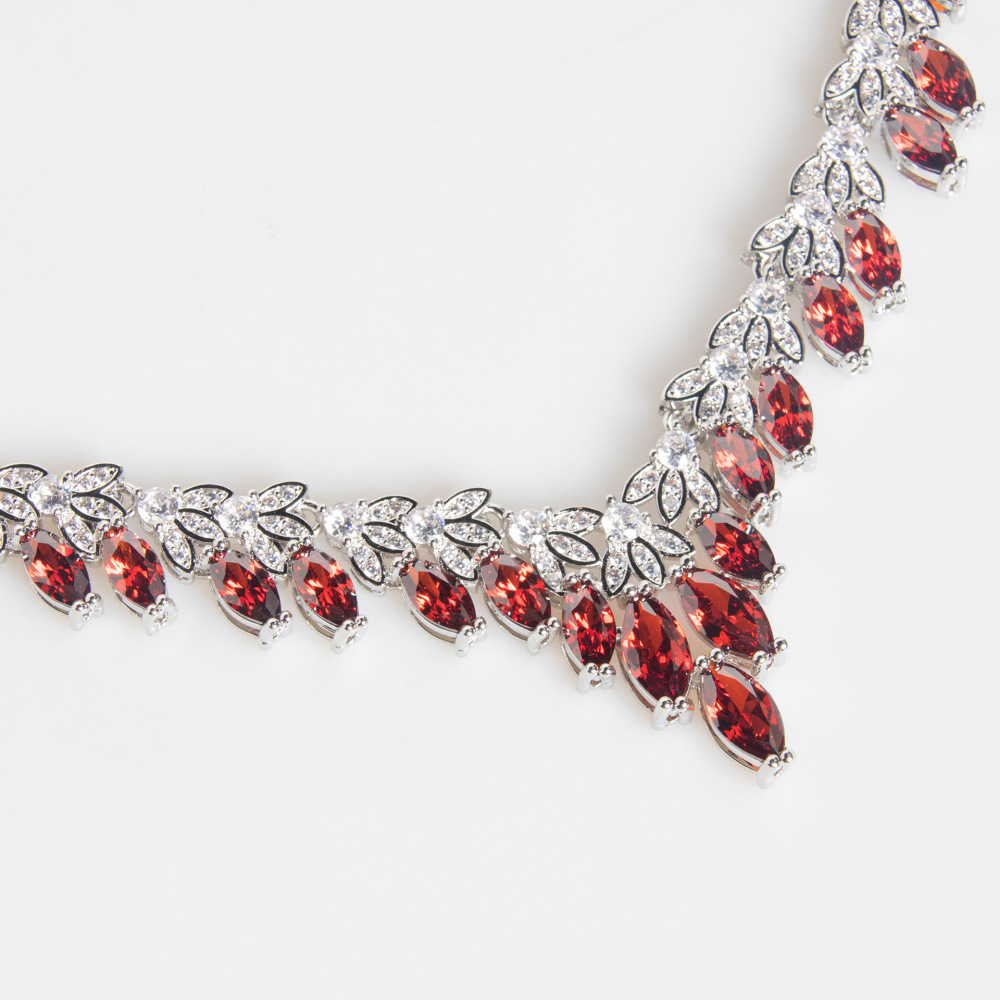 Elegant Simple Luxury Bridal Zircon Jewelry Set Women's Necklace Earrings Two-Piece Set Fashionable Banquet Wedding Accessories