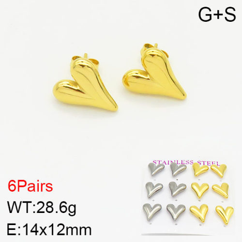 INS New  Fashion Titanium Steel Love Heart Stud Earrings Women's 18K Gold Stainless Steel Love Element Earrings Earrings Niche Design High Earrings