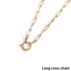 Gold : Long Cross Necklace 4mm*50cm/Weight 9g