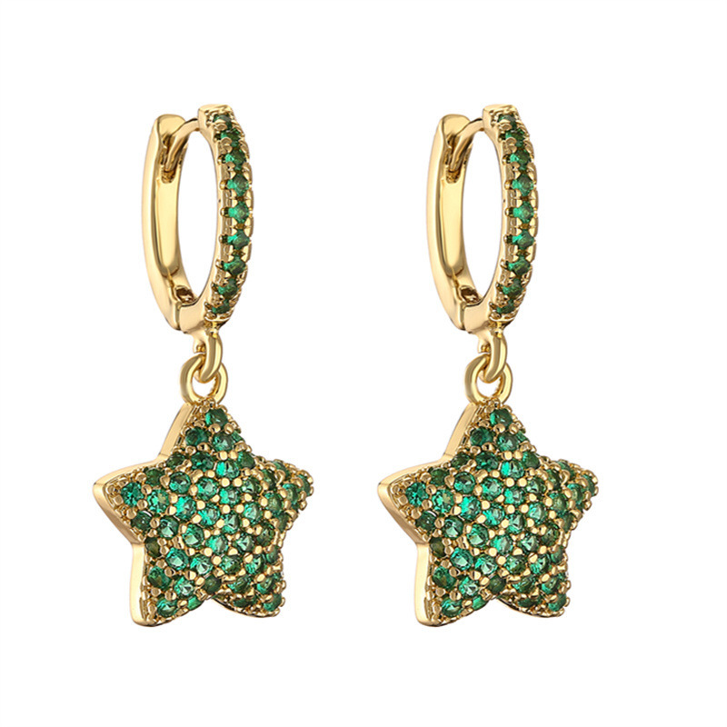 Elegant Classic Style Star Copper Inlay Zircon Drop Earrings 1 Pair