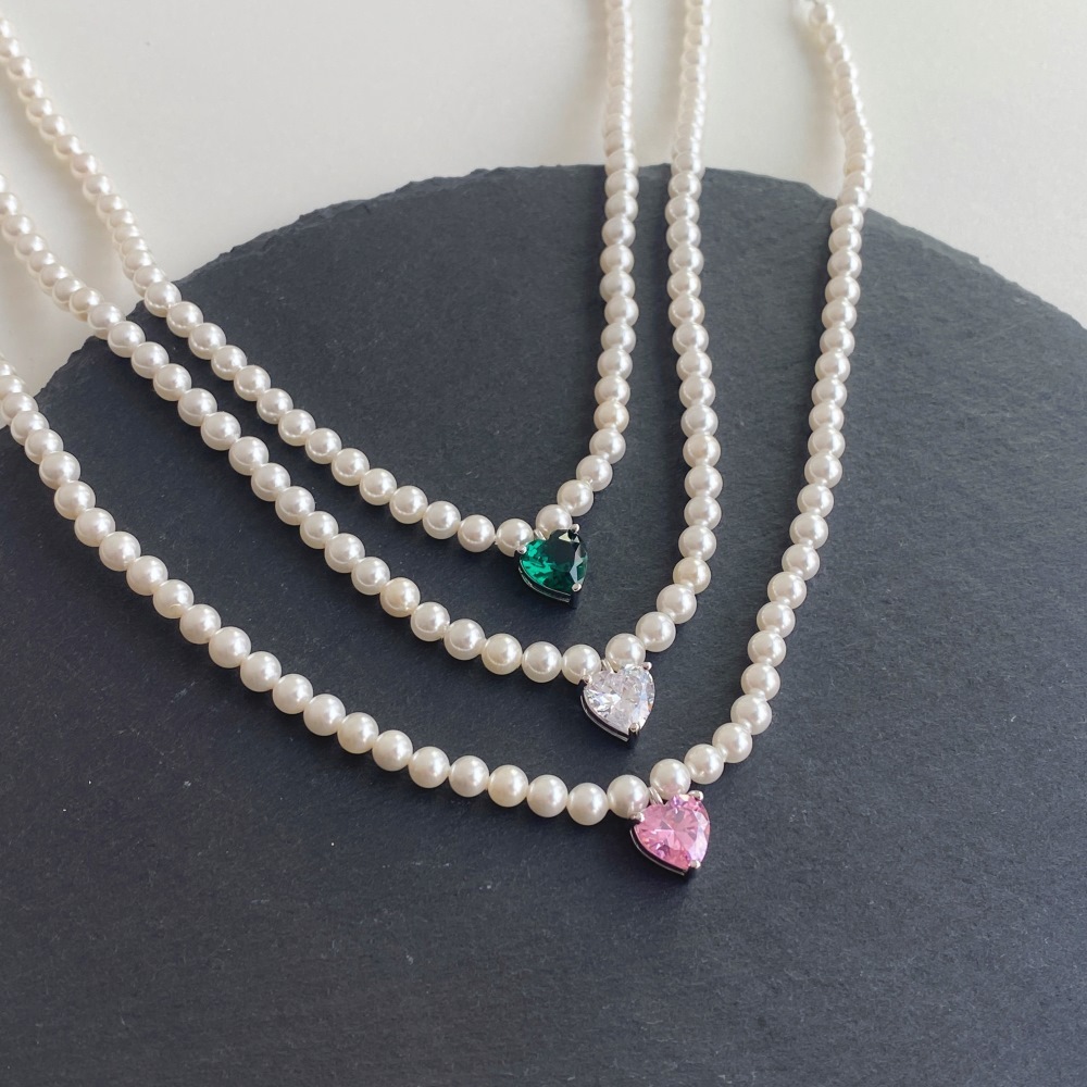 925 Sterling Silver Beaded Heart Shape Necklace