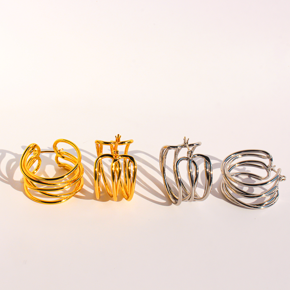 New Dongdaemun Fashionable Multi-Circle Line Round Hoop Earrings For Women Fashion Hollow Geometric Earrings Accessories 1109 Nordic Style