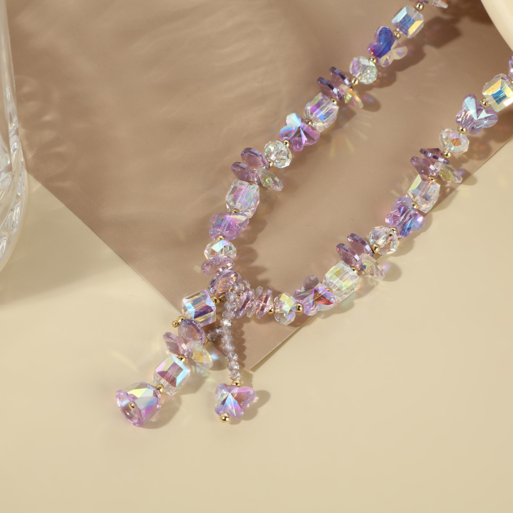 Fashion Creative Design Crystal Necklace Sweet Personality Crystal Pendant Simple Fresh Style Women's Accessories