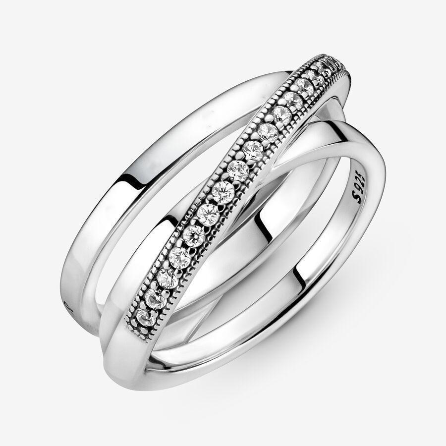 Three-ring Sparkling Wave Four-ring Ring S925 Silver Exquisite High-end Girlfriend Fashion Versatile Sweet Gift Couple Elegant Asymmetric
