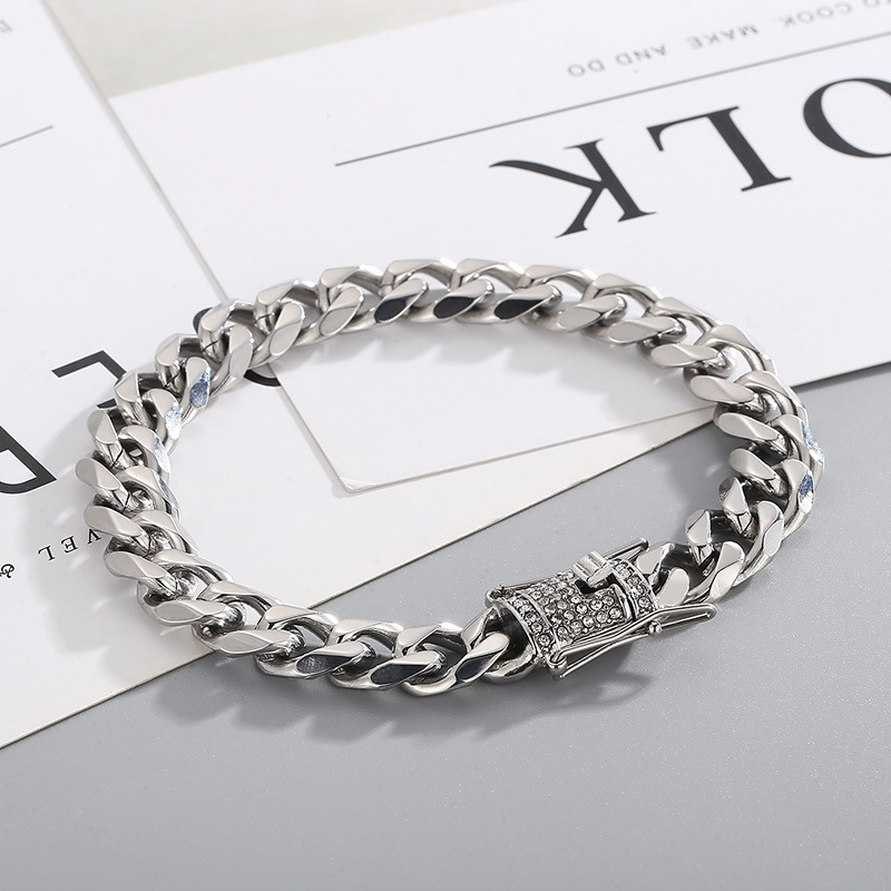 Fashion Geometric Titanium Steel Bracelets Inlay Rhinestones Stainless Steel Bracelets
