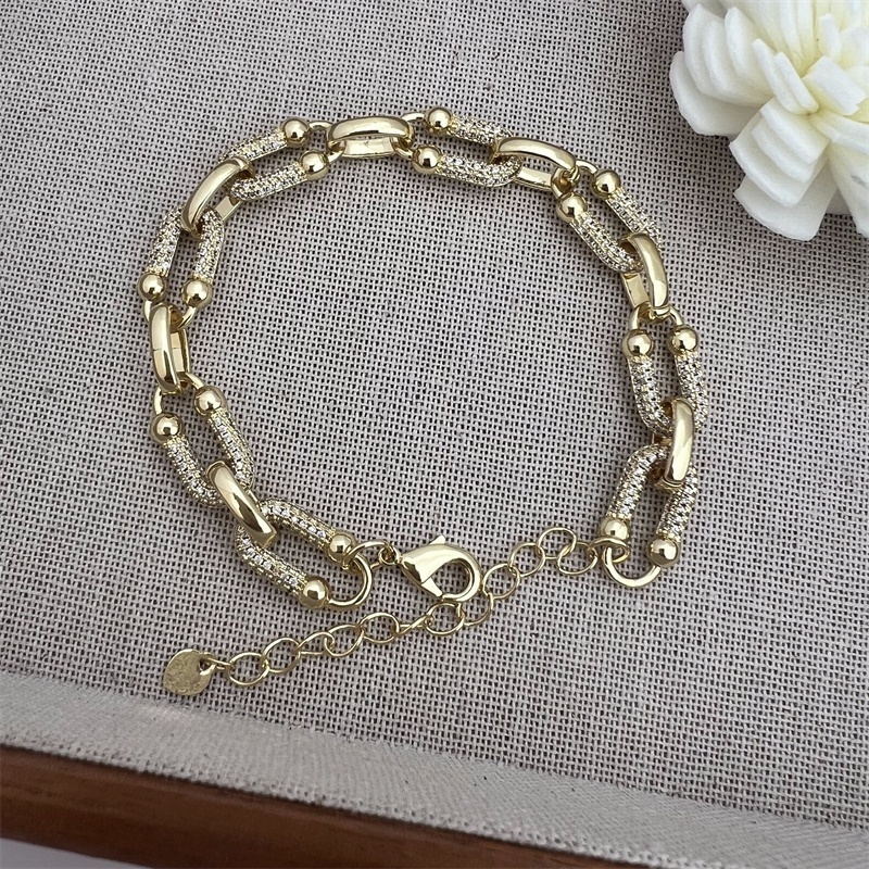 Classic Elegant Style Colorful Zircon Bracelet Fashion High-end Copper Plated 18K Gold Versatile Daily Wear Star Vacuum Plating (Furnace)