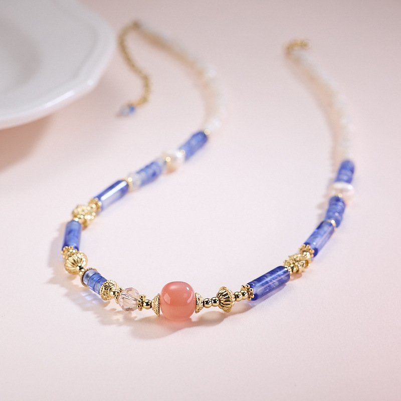 Natural Multi-Gemstone Necklace Bracelet Set Agate Quartz Geometric Pattern Minimalist Style Women's Jewelry Accessories