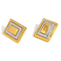 Picture Frame Earrings-Two-Tone