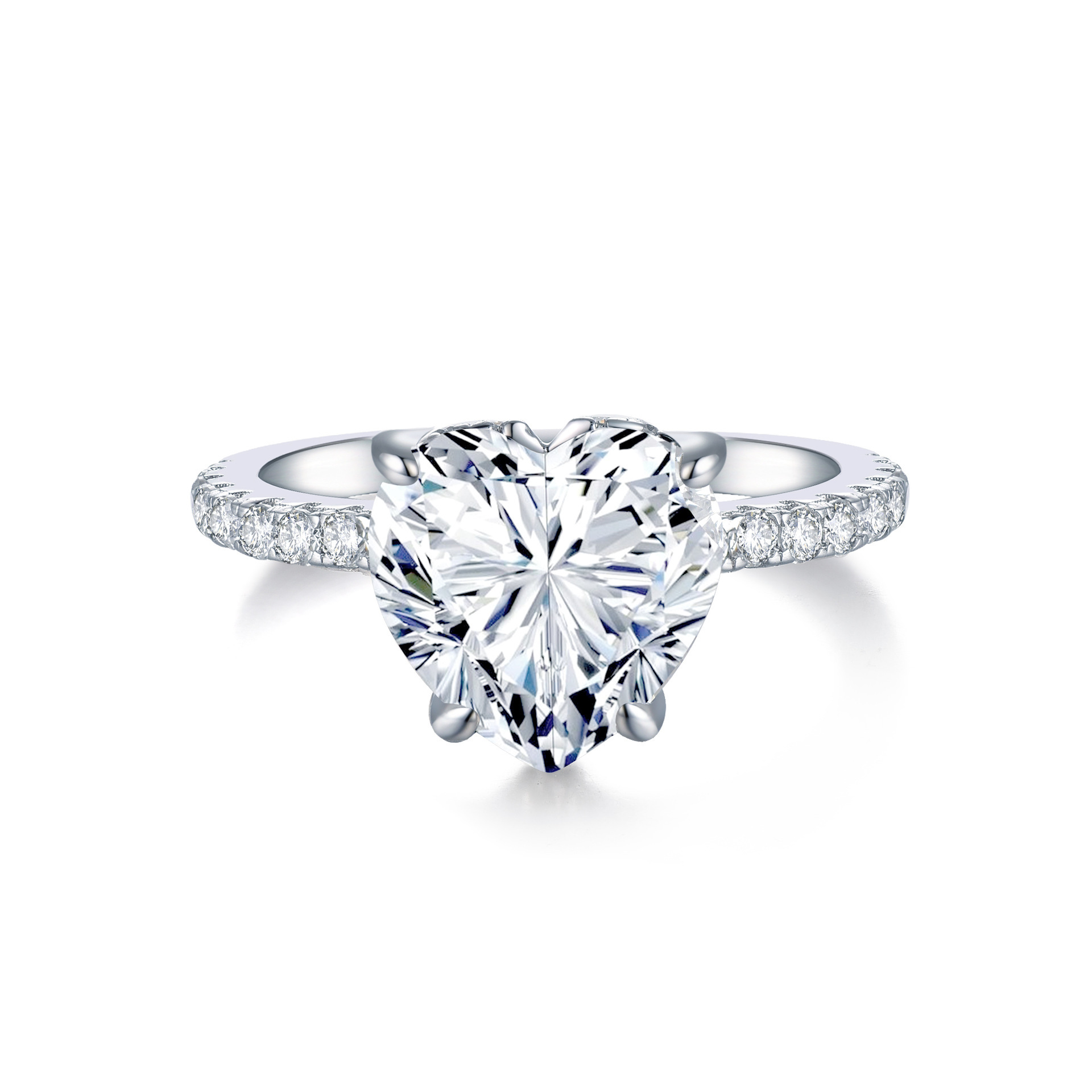 925 Sterling Silver Moissanite Geometric Rings GRA Certificate