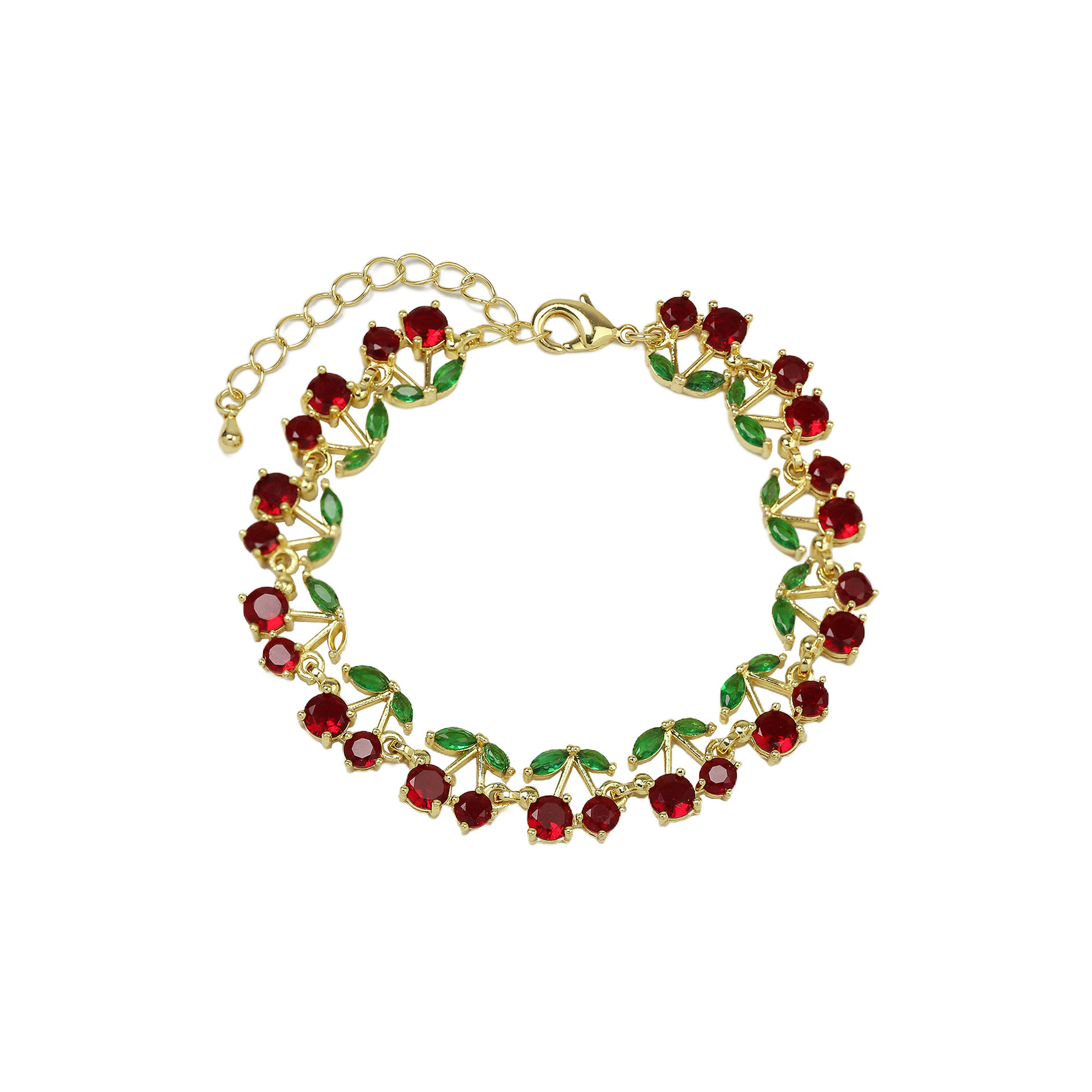 Fashionable Red Cherry Pearl Bracelet For Women High-End Brass Electroplated Jewelry Trendy Ins Style Fruit Series Accessory