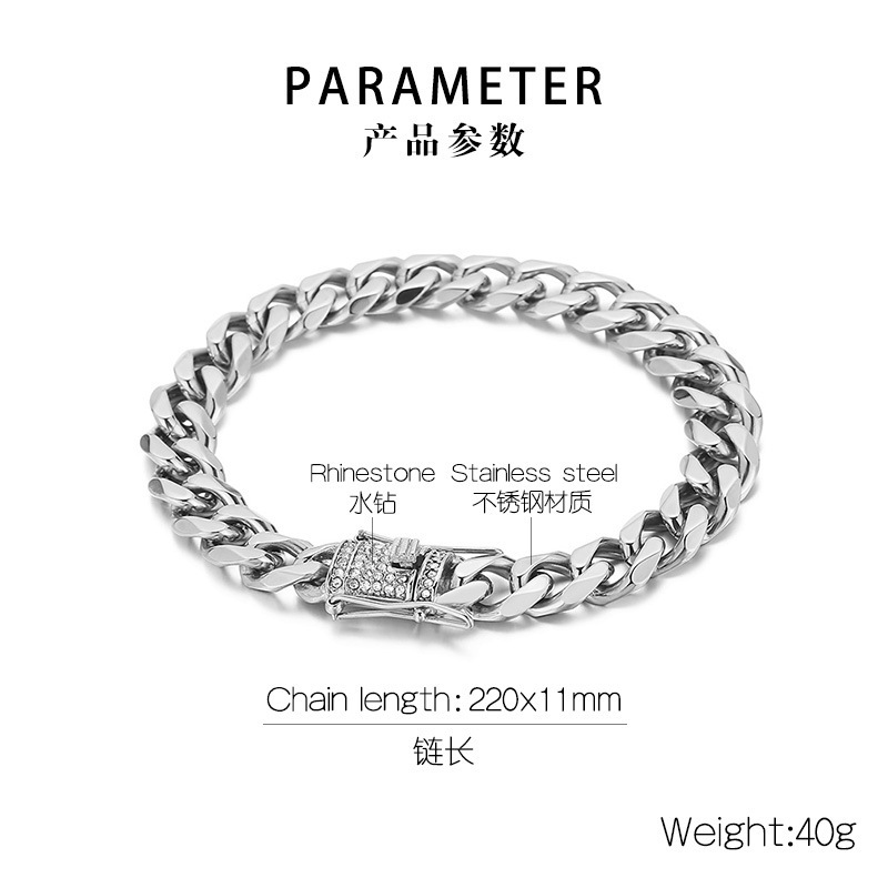 Fashion Geometric Titanium Steel Bracelets Inlay Rhinestones Stainless Steel Bracelets
