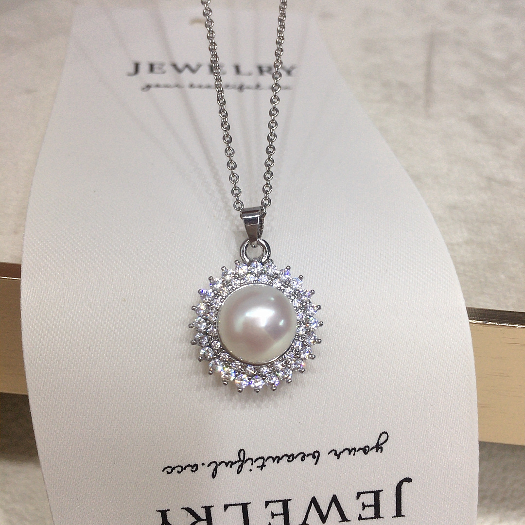 Sunflower Pearl Jewelry Large Spot Non-Nucleated Freshwater Pearl Pendant Necklace Genuine Gold Color Retention Accessories