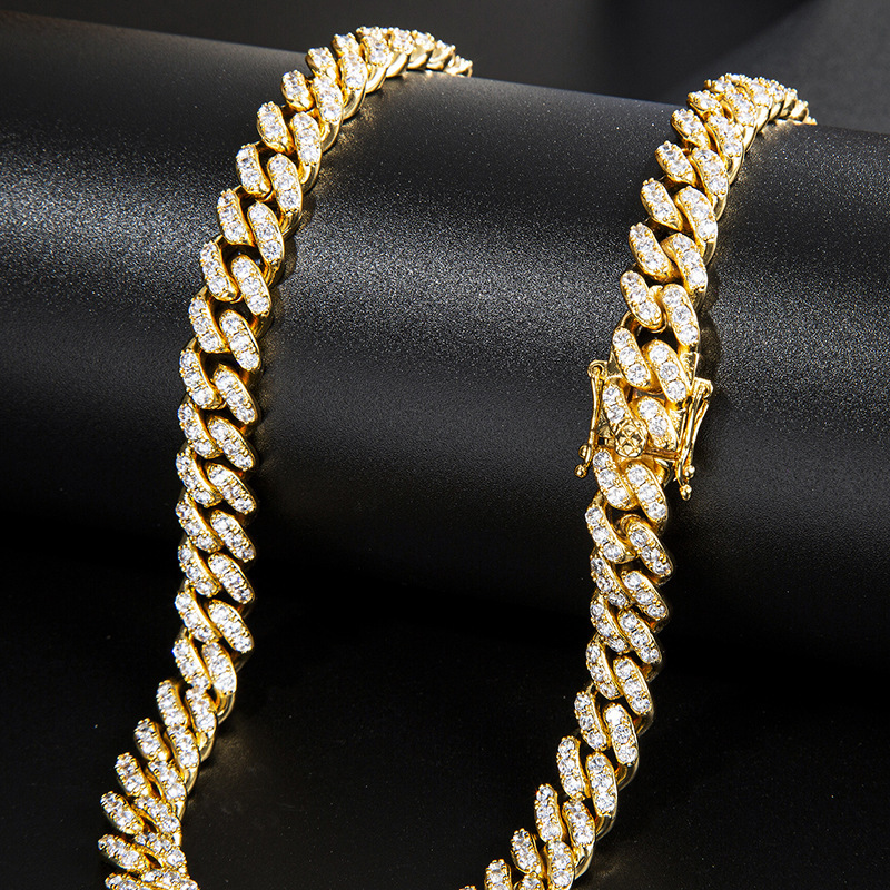 Trendy Gold Plated Cuban Link Necklace True Gold Electroplating Hip Hop Men's Necklace Diamond Embedded Round And Ring Style