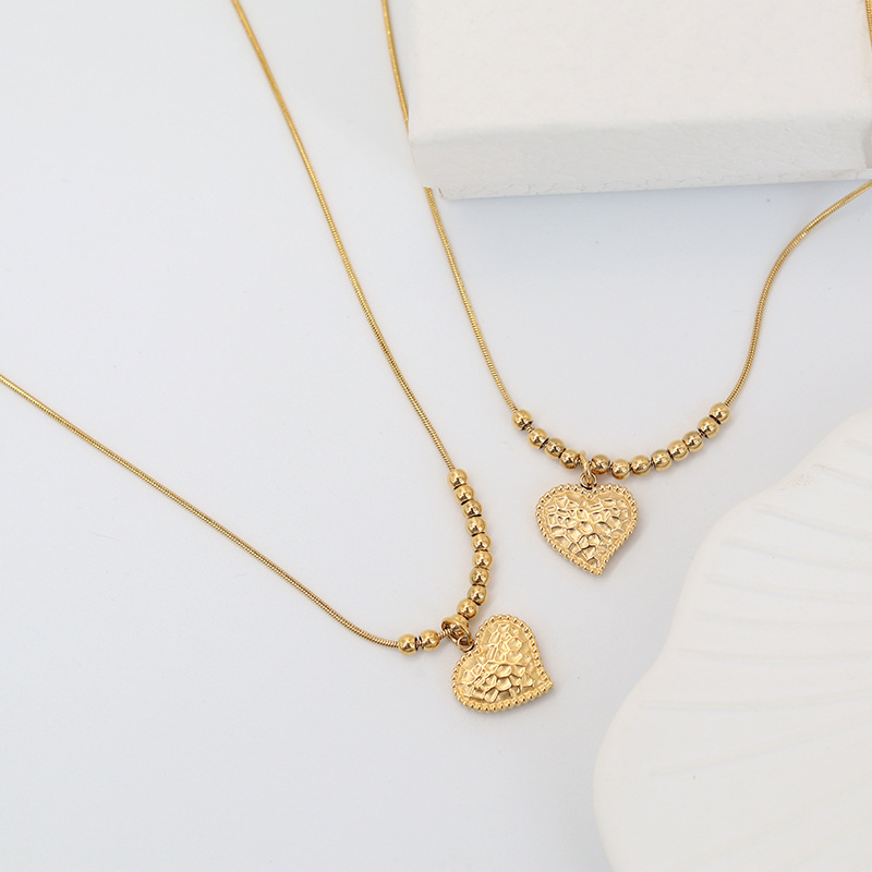 Wholesale Jewelry Fashion Heart Shape 304 Stainless Steel None 18K Gold Plated Gold Plated Stainless Steel Necklaces